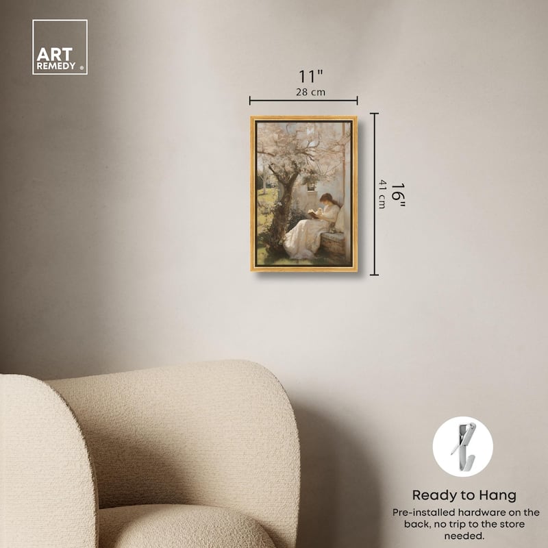 Reading With Her Cat Canvas by Art Remedy