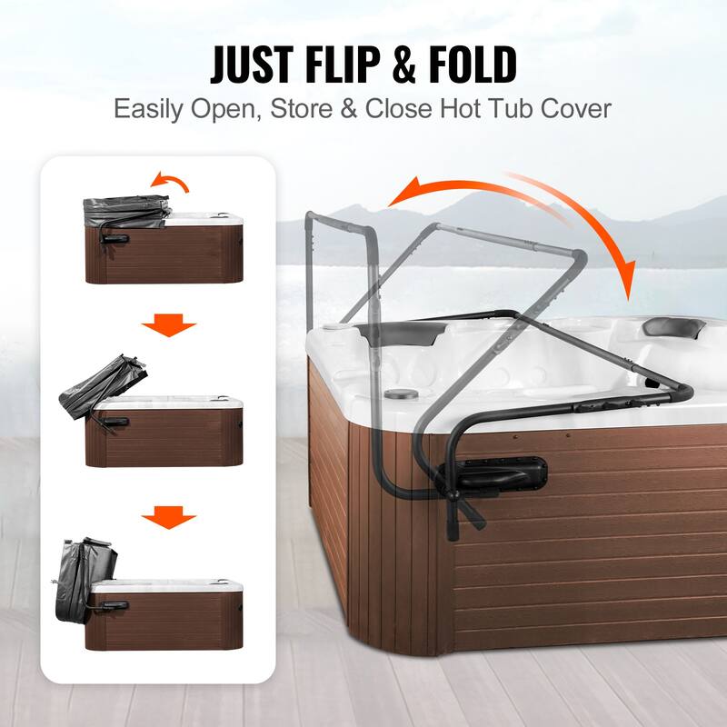 Hot Tub Cover Lift for Various Sizes of Rectangular Bathtubs, Hot Tubs, Spa - 74.8" - 98.4"