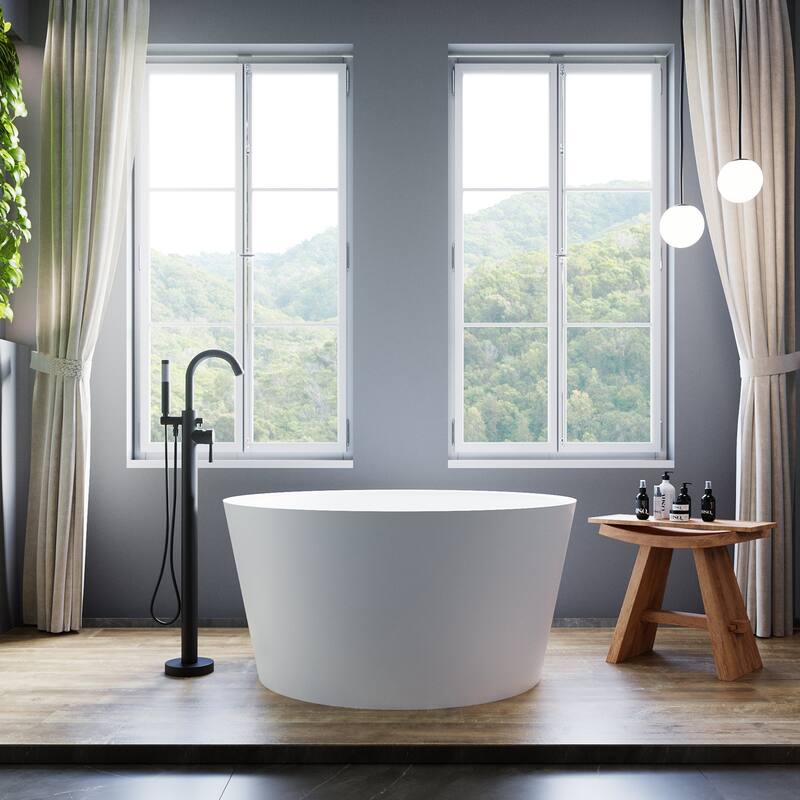 Repose 47" Stone Resin Soaking Tub - Round - 47D x 47W x 24H