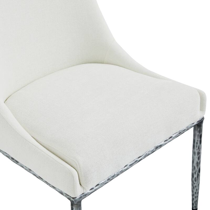 Christopher Knight Home - Ameson Modern Upholstered Dining Chairs with Hammered Metal Legs & Padded Seat, Set of 2 - Set of 2