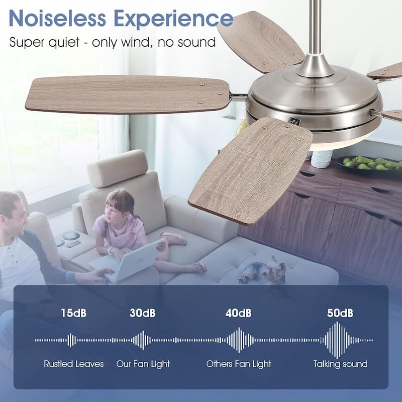 52/66/72 Inch Downrod Ceiling Fan with Light,Plywood Blades,Reversible DC Motor