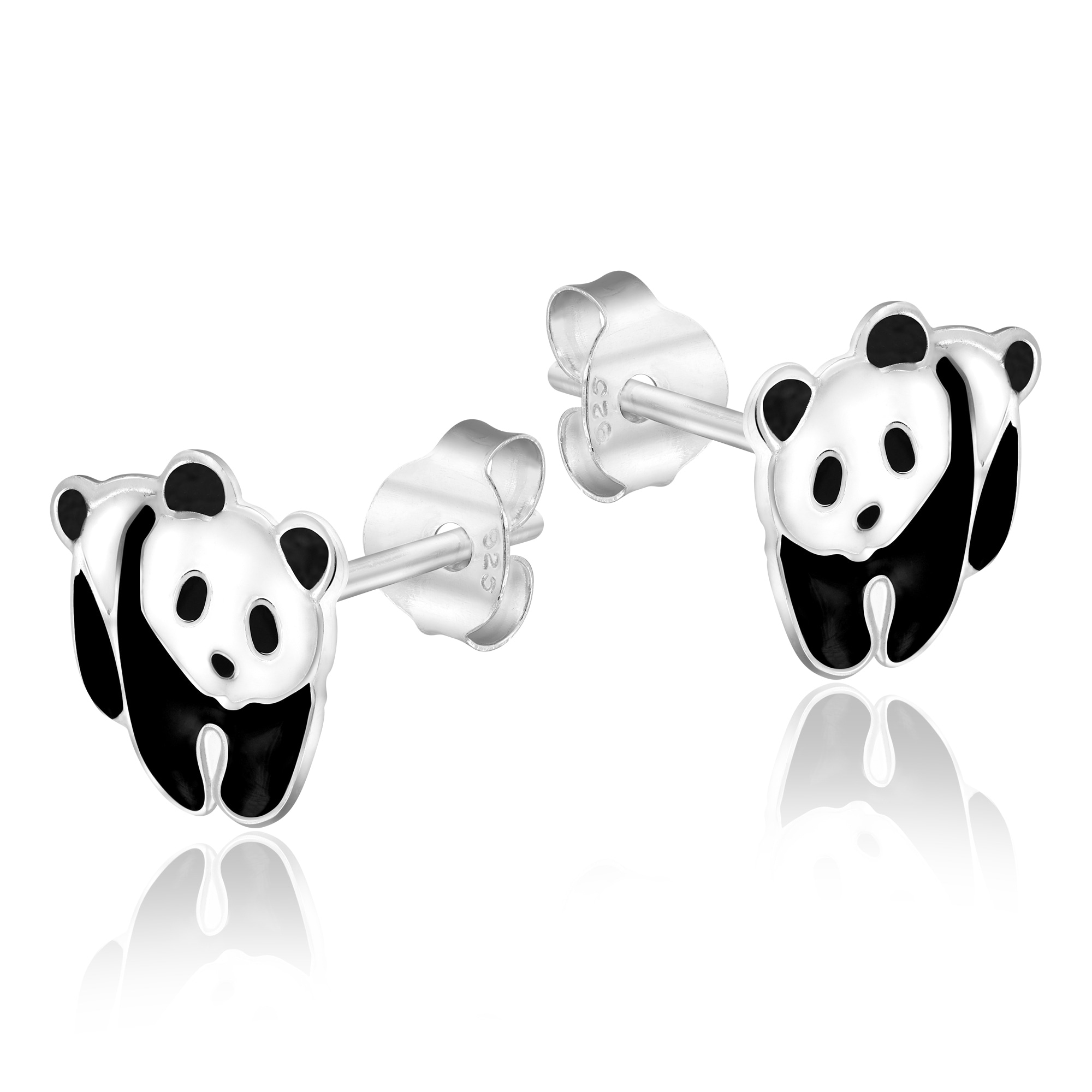 Panda Earrings in 925 Stamped Sterling Silver Lovely Gift Box and Pouch Included