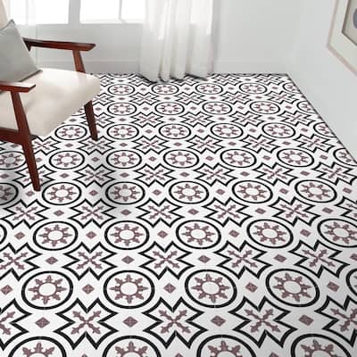 Ozod Handmade Cement Tile, 8x8, Black-Purple