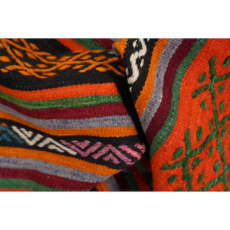 Hand Woven Oriental 100% Wool Carpet Southwestern Tribal Multi-Colored Kilim Area Rug - 8' 8'' X 5' 4''