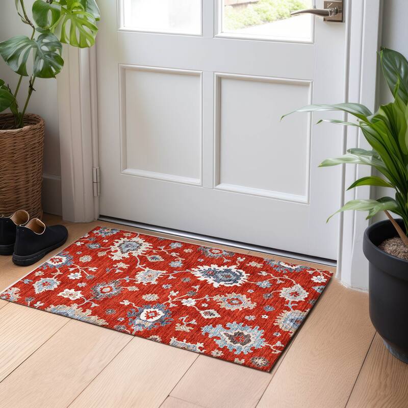 Premium Washable Super Soft Traditional Farmhouse Mayfield Rug - Red - 1' 8" x 2' 6"