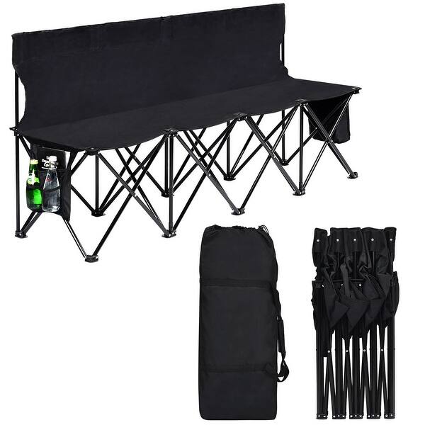 Shop Costway Folding 4 Seats Sports Sideline Bench Outdoor W Side