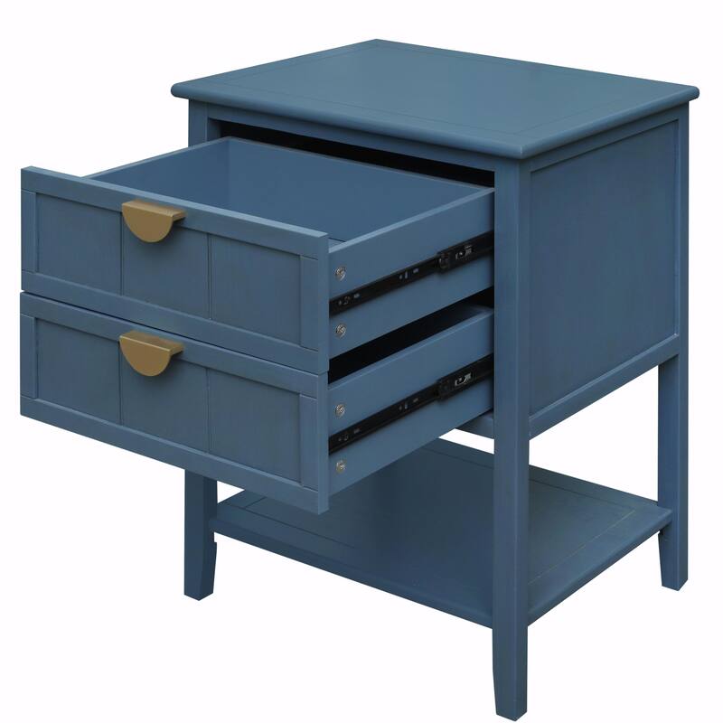 2-Drawer American Style Bedroom Side Table