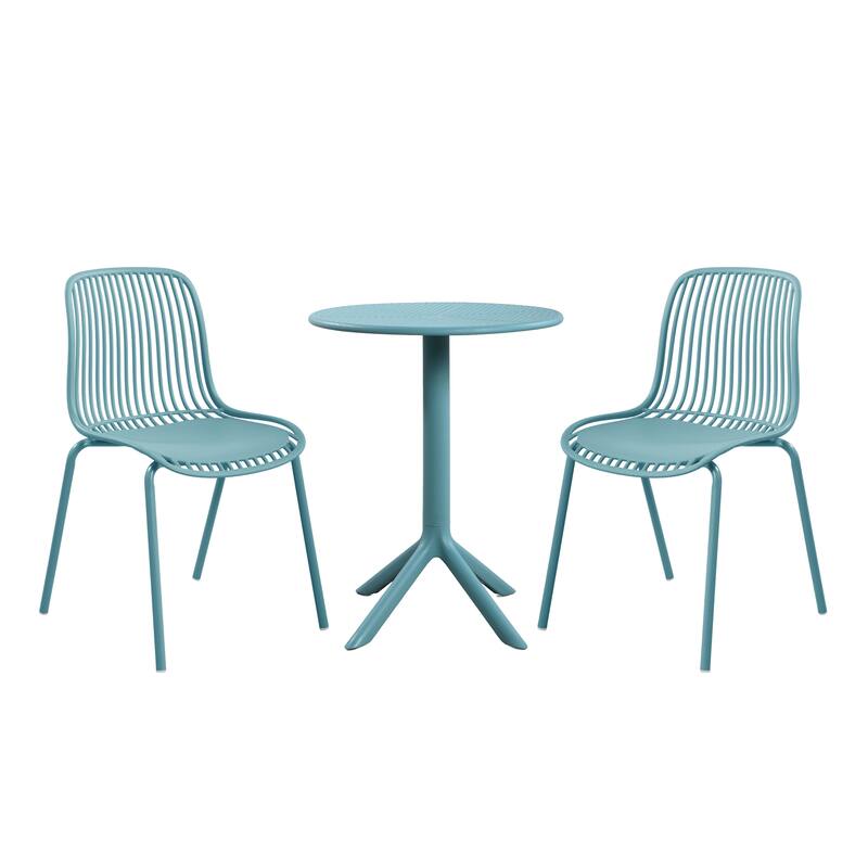 Christopher Knight Home - Eldred Outdoor Weather-Resistant Plastic Dining Chair with Metal Frame