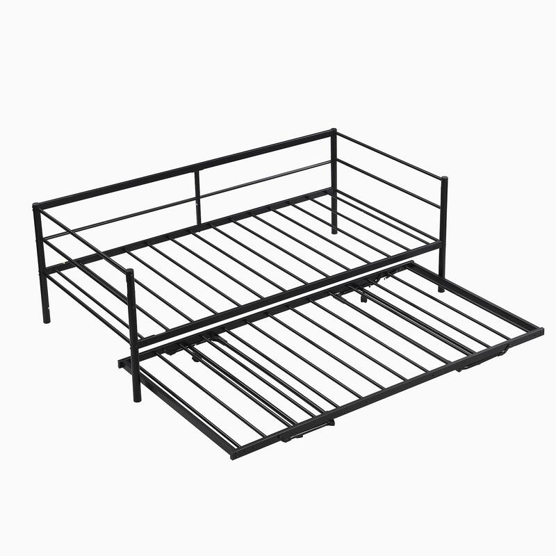 Twin Size Metal Daybed with Adjustable Trundle
