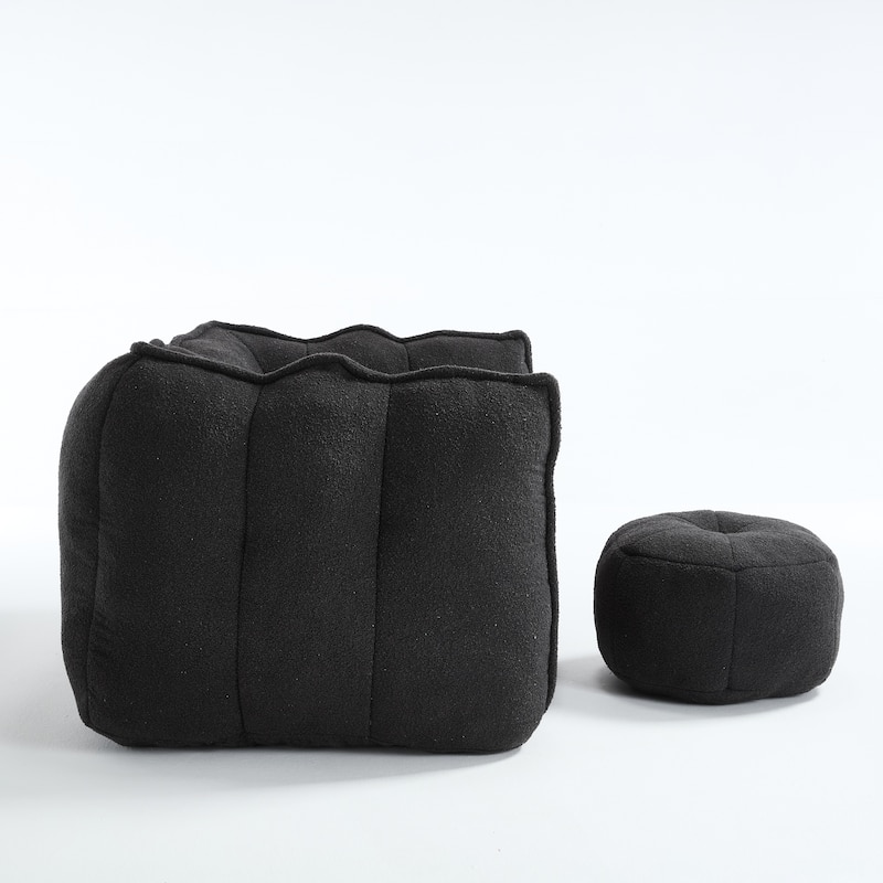 Soft Bean Bag Chair With High Resilient Foam(Chips)For Living Room And Bedroom,Comfortable Square Lazy Sofa With Footstool