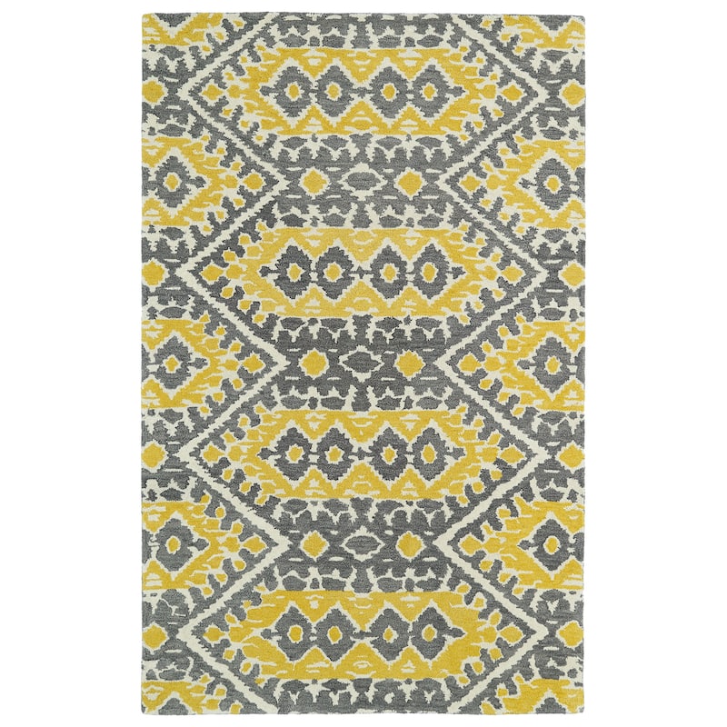 Global altitude collection, indoor/outdoor area rug. - 3'6" x 5'6" - Yellow/Natural/Criss Cross/Lavender/Ivory