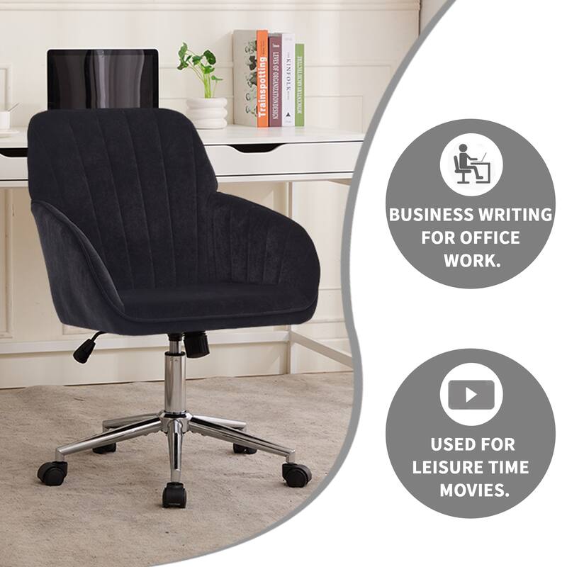 Adjustable Velvet Office Chair Ergonomic Swivel Chair with Backrest