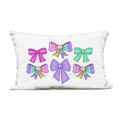 Stupell Vivid Feminine Ribbons & Bows Printed Outdoor Throw Pillow Design by Katie Conley