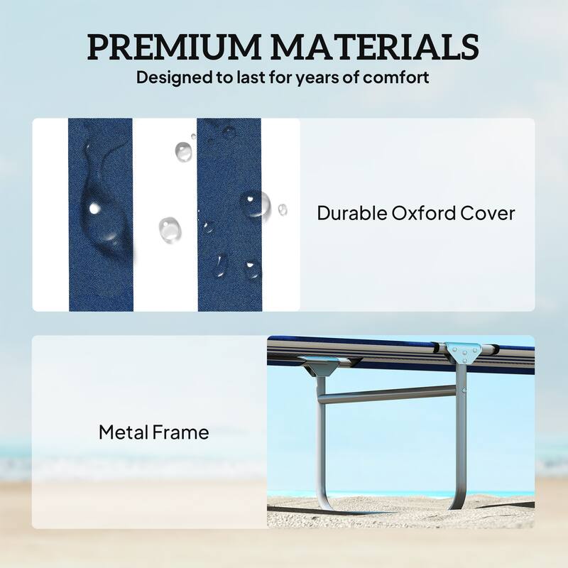 Outsunny Outdoor Lounge Chair, Adjustable Folding Chaise Lounge, Tanning Chair with Sun Shade for Beach, Camping, Hiking