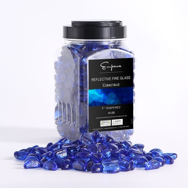 slide 1 of 6, 10 lbs. 1.0-in Cobalt Cashew Reflective Fire Glass Beads for Fire Pit