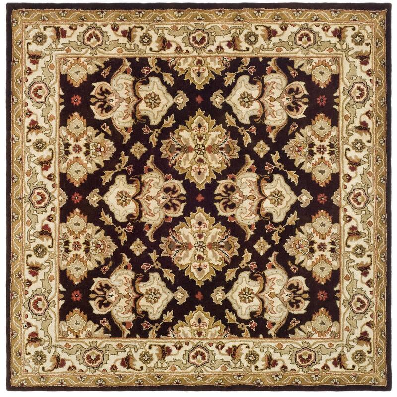 SAFAVIEH Handmade Heritage Ogee Dot Traditional Oriental Wool Rug - 8' Square - Espresso/Ivory