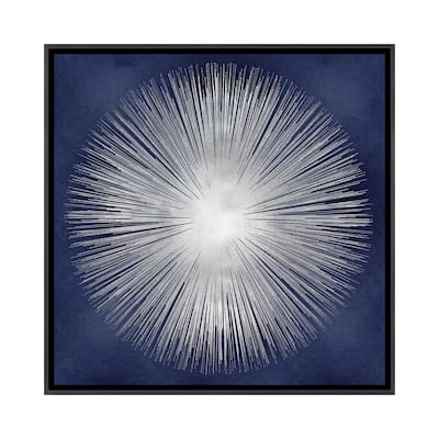 iCanvas "Silver Sunburst On Blue I" by Abby Young Framed