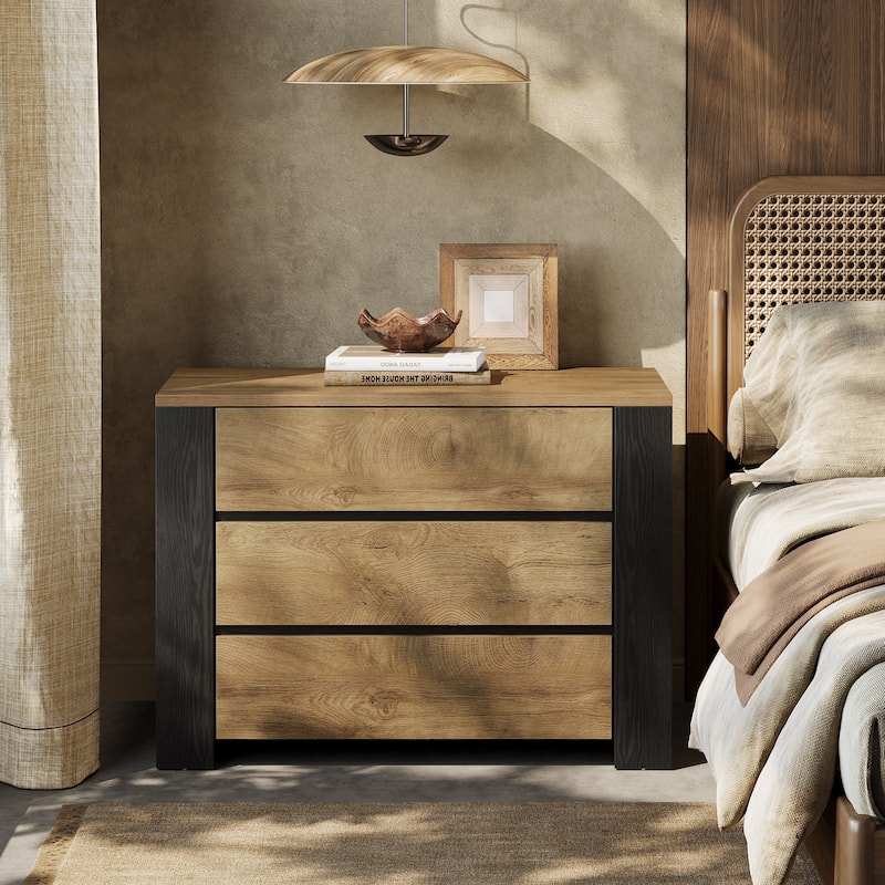 Nightstand with 3 Drawers for Bedroom
