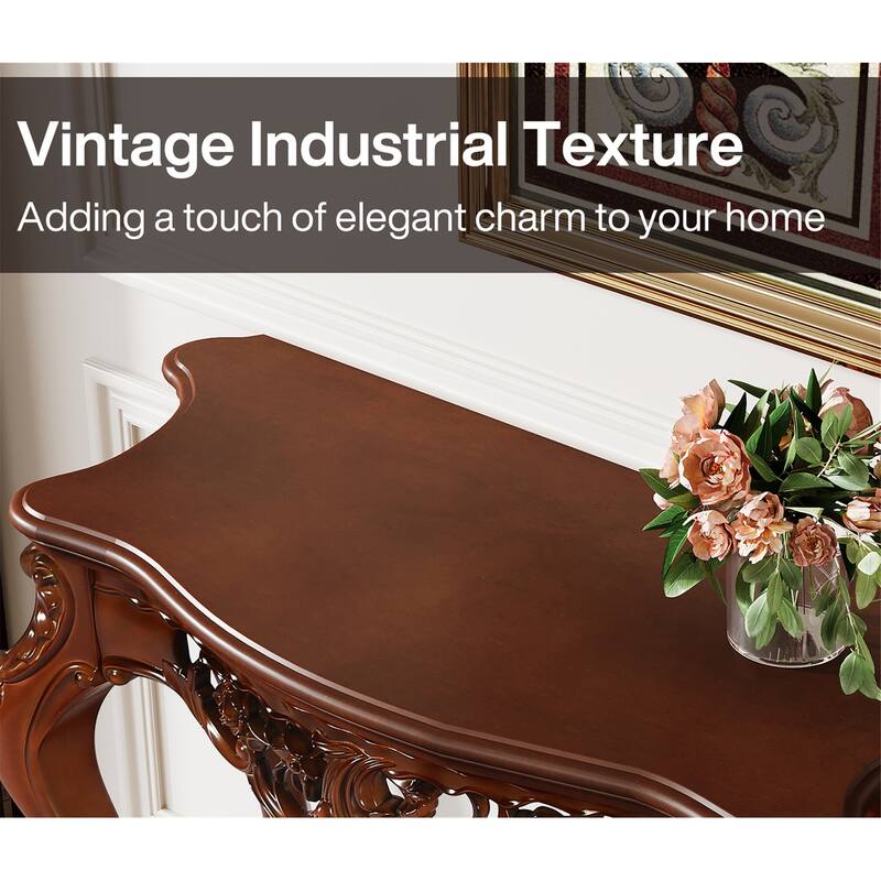 Classic Carving Two-Tier Console Table for Entryway Living Room