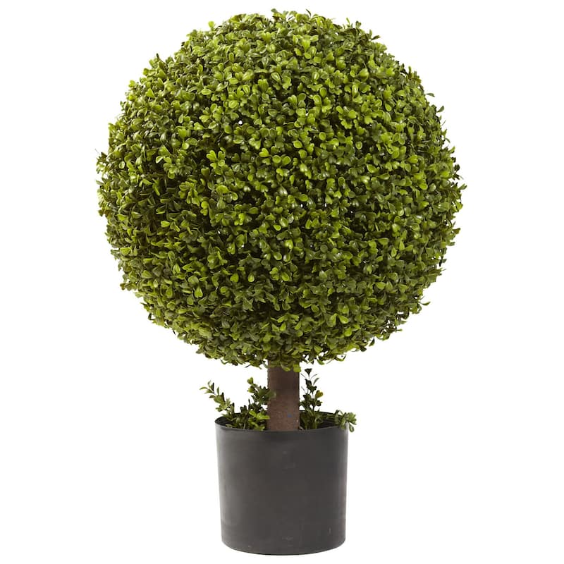 French Country Ball Topiary - 27 Inch Decorative Plant, Timeless Green Ball Shape, Indoor Outdoor DÃ©cor - 2.25ft.