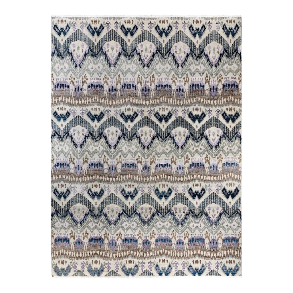 Ikat One-of-a-Kind Hand-Knotted Area Rug, Multicolor - 9' 0" x 12' 1"