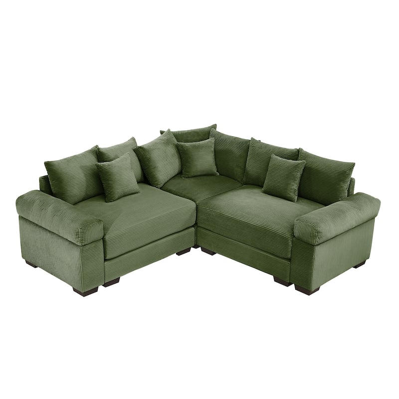 GDFStudio - Corduroy L-Shaped 3-Seater 79.1" Cloud Modular Sectional Couch