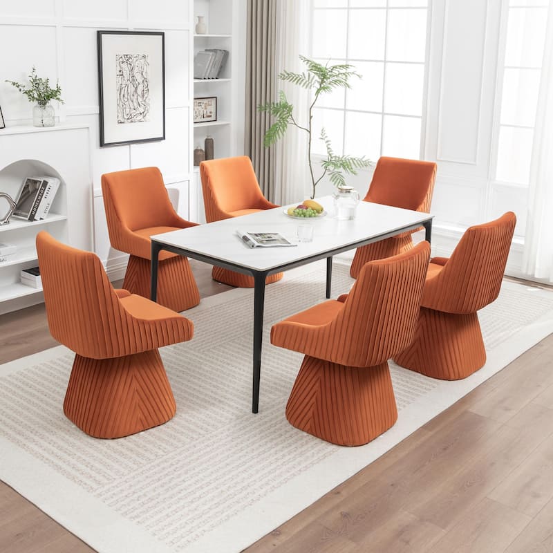 SEYNAR Modern Velvet 360 Degree Swivel Armless Dining chair Set of 6