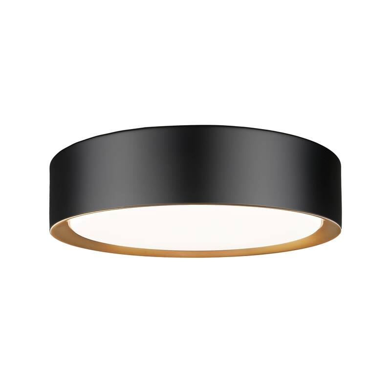 Z-Lite 1014F12-LED Kawan 12" Wide Flush Mount Drum Ceiling Fixture - Matte Black / Modern Gold