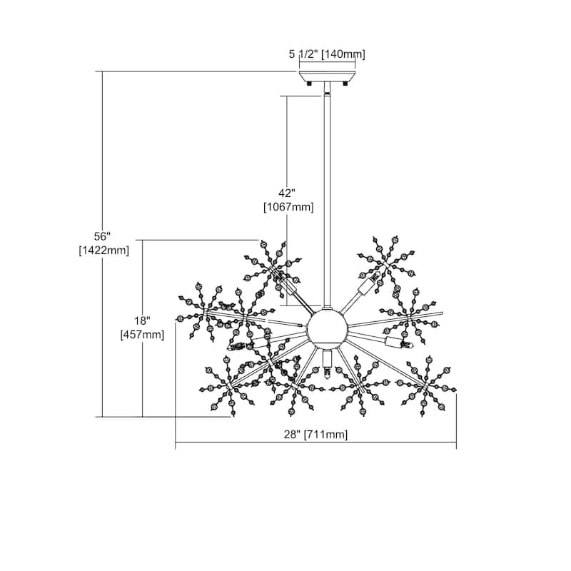 Elk Home Snowburst Chrome With Crystal Beads 11 Light Chandelier
