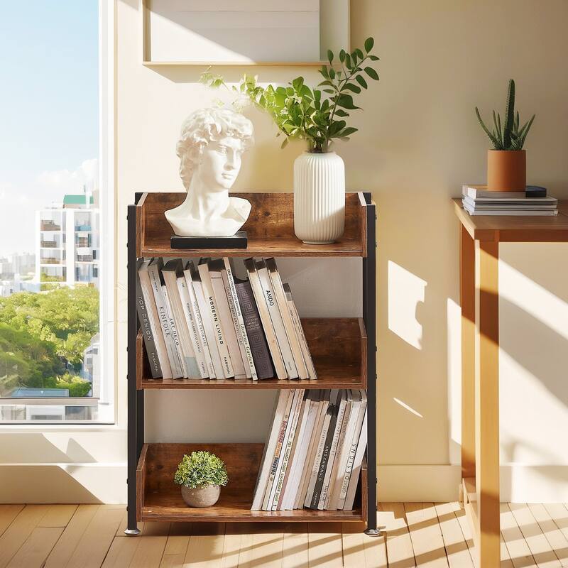 VECELO 30" Open Bookcase 3 Tier No Guardrail Shelf Unit for Books Storage Cabinet for Living Room/Kitchen/Bedroom (1 or 2 PCS)