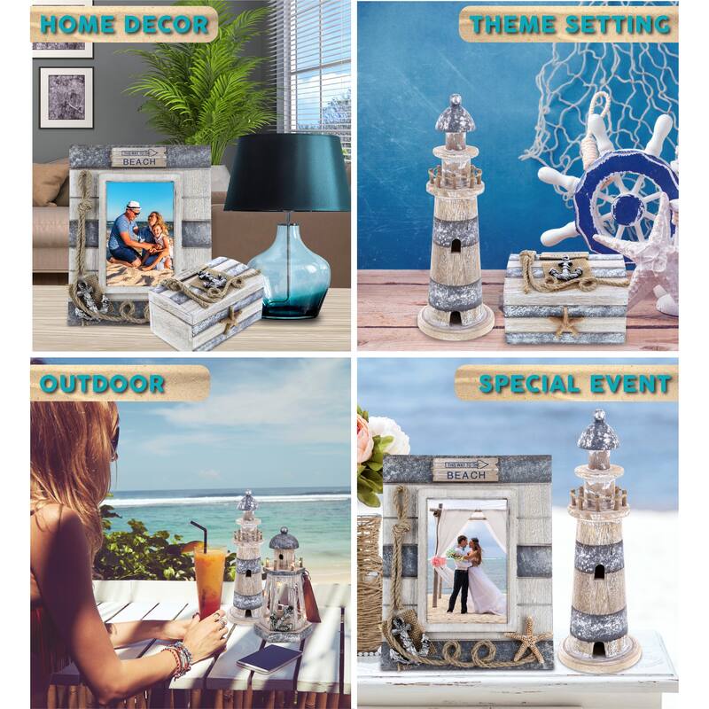 CoTa Global Silver Sea Nautical Collection - Handcrafted - 4 Pcs Set - 9.5″Lx7.5″Wx0.5″H