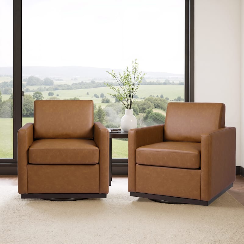 Set of 2 Modern Cozy Swivel Accent Chairs Upholstered Arm Chairs