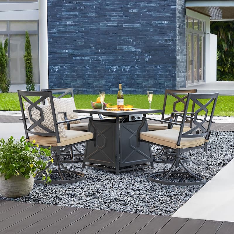 Outdoor 28 Inch 50,000 BTU Propane Gas Fire Pit Table with Cover, Black - 28 inch. x 26 inch.