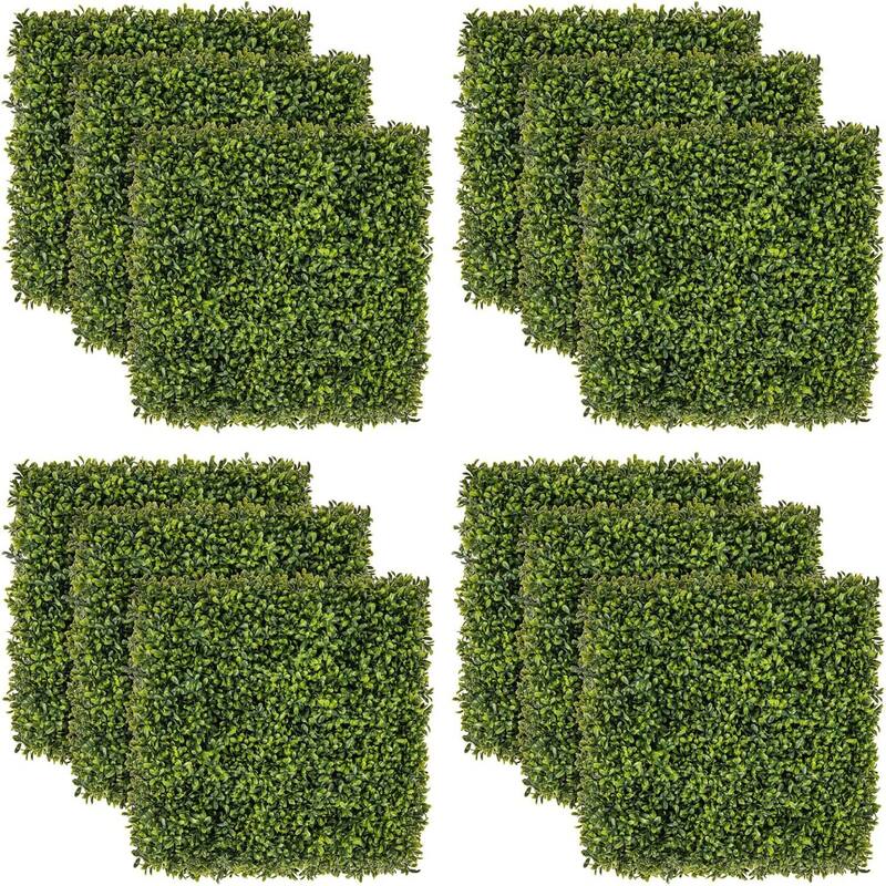 12 PCS Artificial Boxwood Panels Garden Privacy Fence Screen - Green