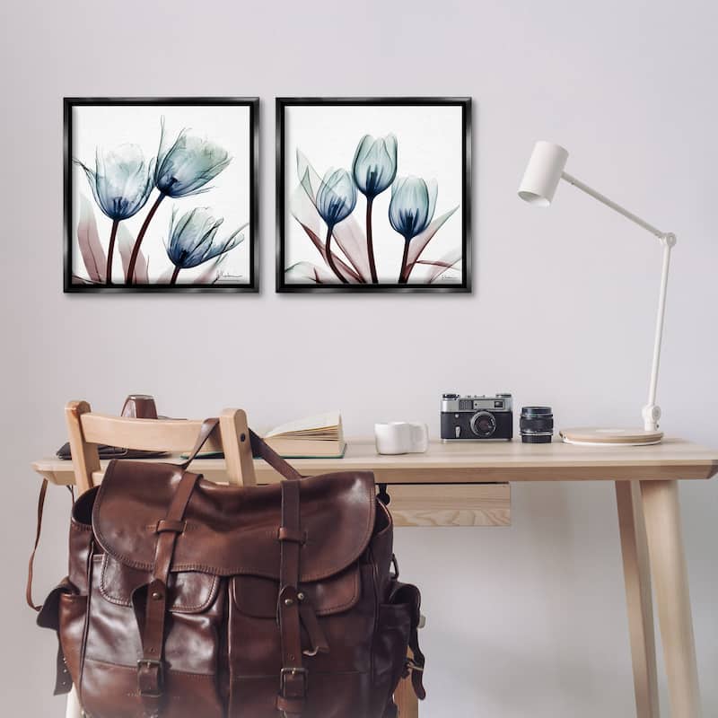 Stupell Vibrant Blue Tulips Framed Floater Canvas Wall Art Design By Albert Koetsier (Set of 2)