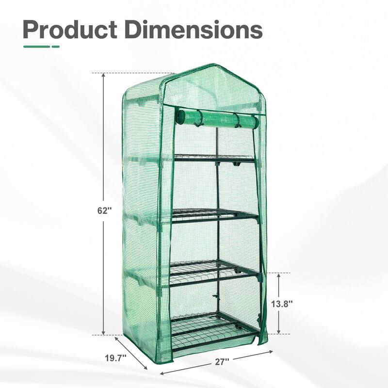 Aoodor 4 Tier Mini Greenhouse, 27x19x63 Inch