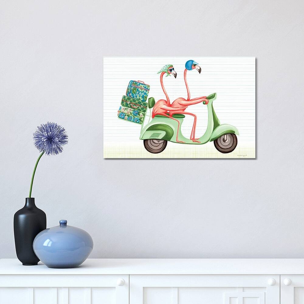 iCanvas "Flamingos Vespa" by Amelie Legault Canvas Print