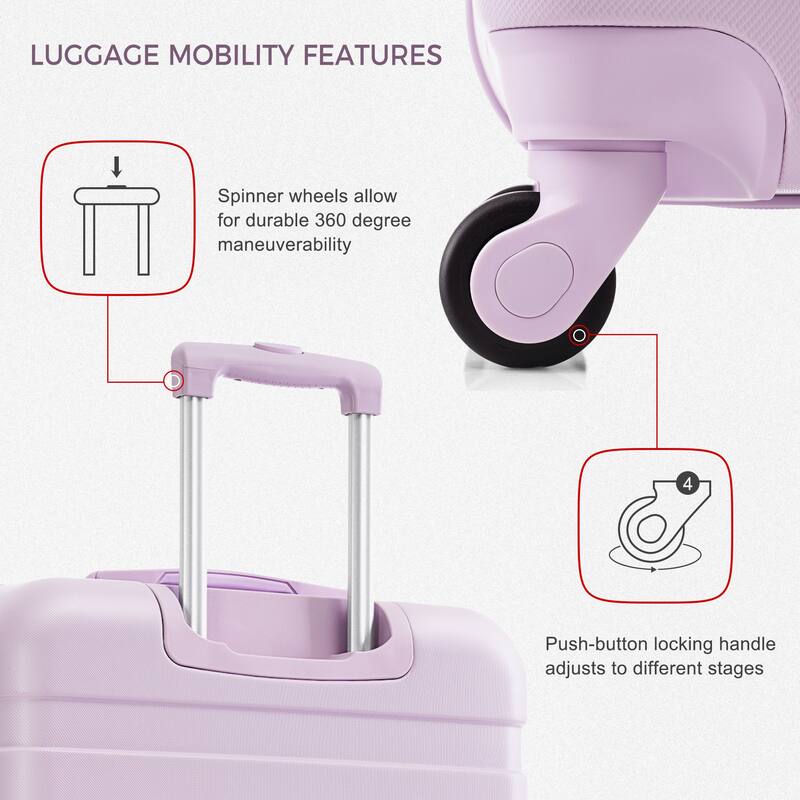 New Model ABS Hardshell 3 Piece Luggage Sets, Lightweight Durable Suitcase with Spinner Wheels and TSA Lock, for Travel