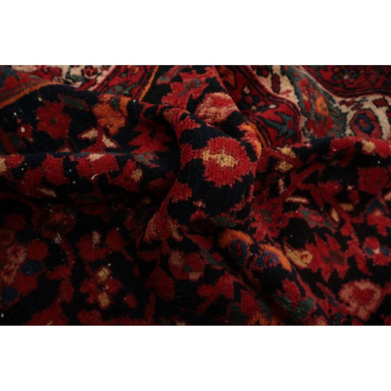 Hand Knotted Oriental 100% Wool Carpet Traditional Floral Navy Blue & Blues Malayer Area Rug - 11' 3'' X 5' 0''