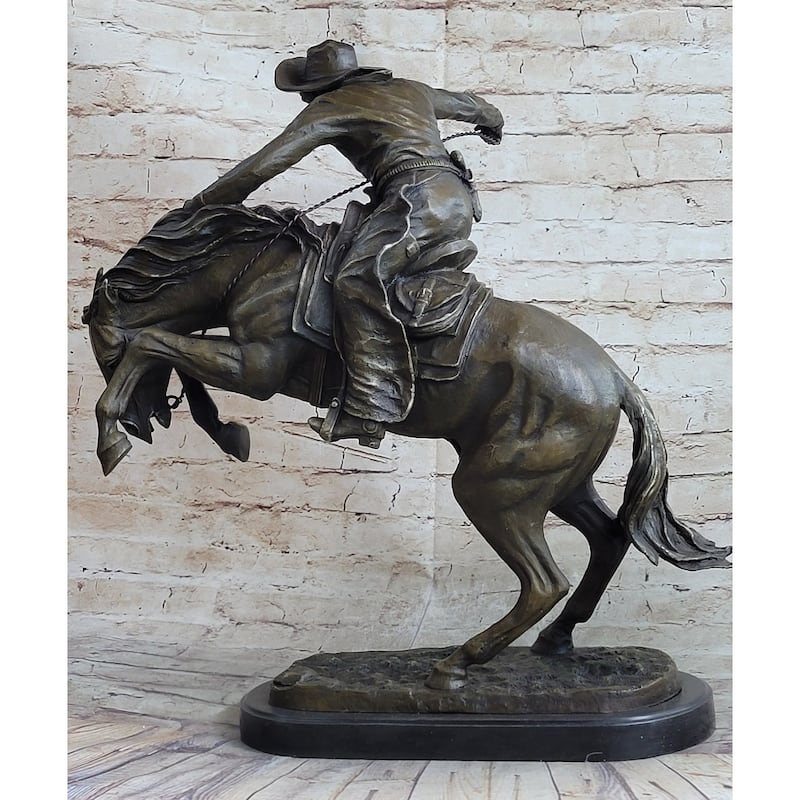 Frederic Remington Bronco Buster Bucking Horse Western Americana Bronze Statue