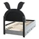 preview thumbnail 9 of 57, Rabbit-Shaped Velvet Platform Bed Frame with Trundle & LED Lights