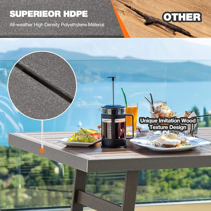 Outdoor HDPE Dining Table Set, Dining Table, Gray