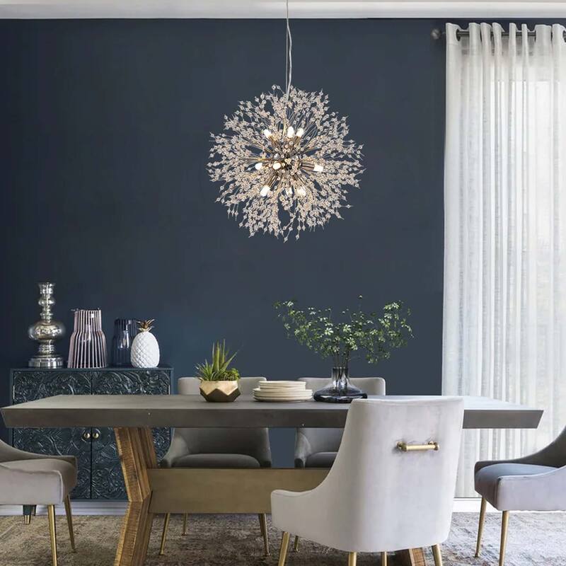 9 - Light Modern Metal Sputnik Pendant with Crystal Chandelier