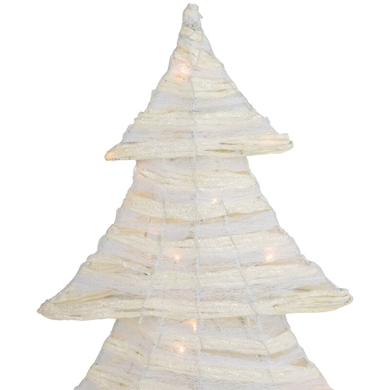 LED Lighted Glitter Christmas Tree - 18.5" - Cream - Warm White Lights