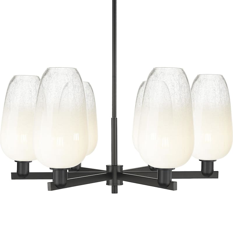 Innovations Lighting 716-6CR-17-24 Brookhaven Flute Chandelier - Matte Black / Opal