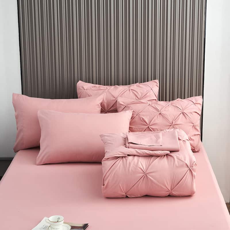 8 Pieces Bed in A Bag Pink Comforter Sets Bed Set