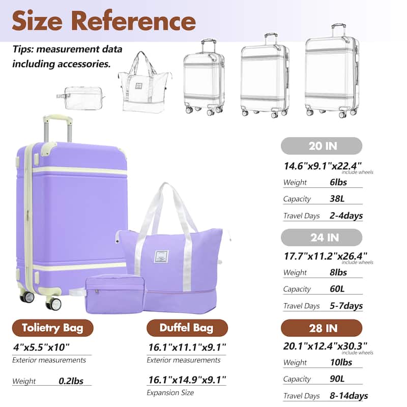 Vintage 28" ABS Hardshell Luggage w/Double Spinner Wheels & TSA Lock