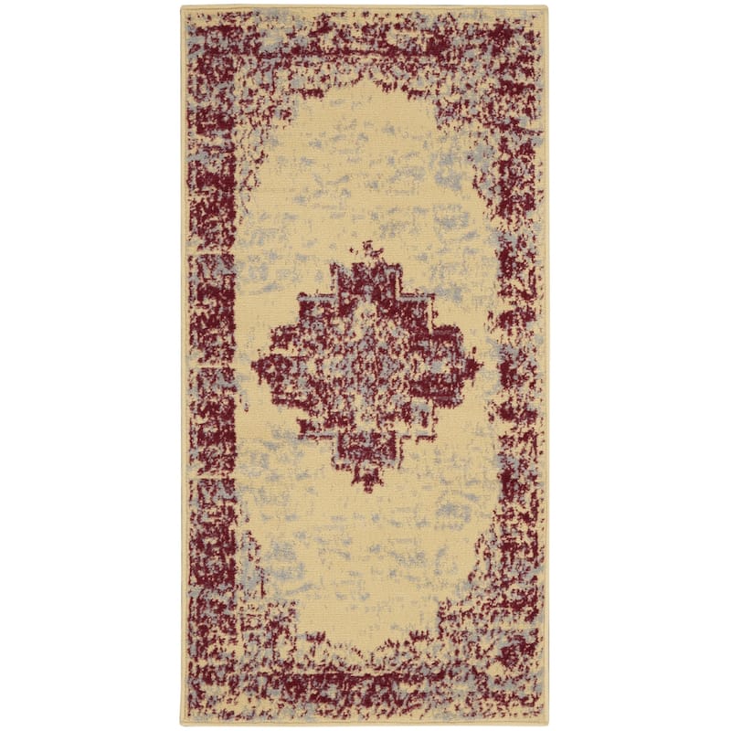 Likaz Power Loomed Distressed Non Skid Stain Resistant Low Pile Area Rug By HomeRoots - 48' X '24' X '0.25