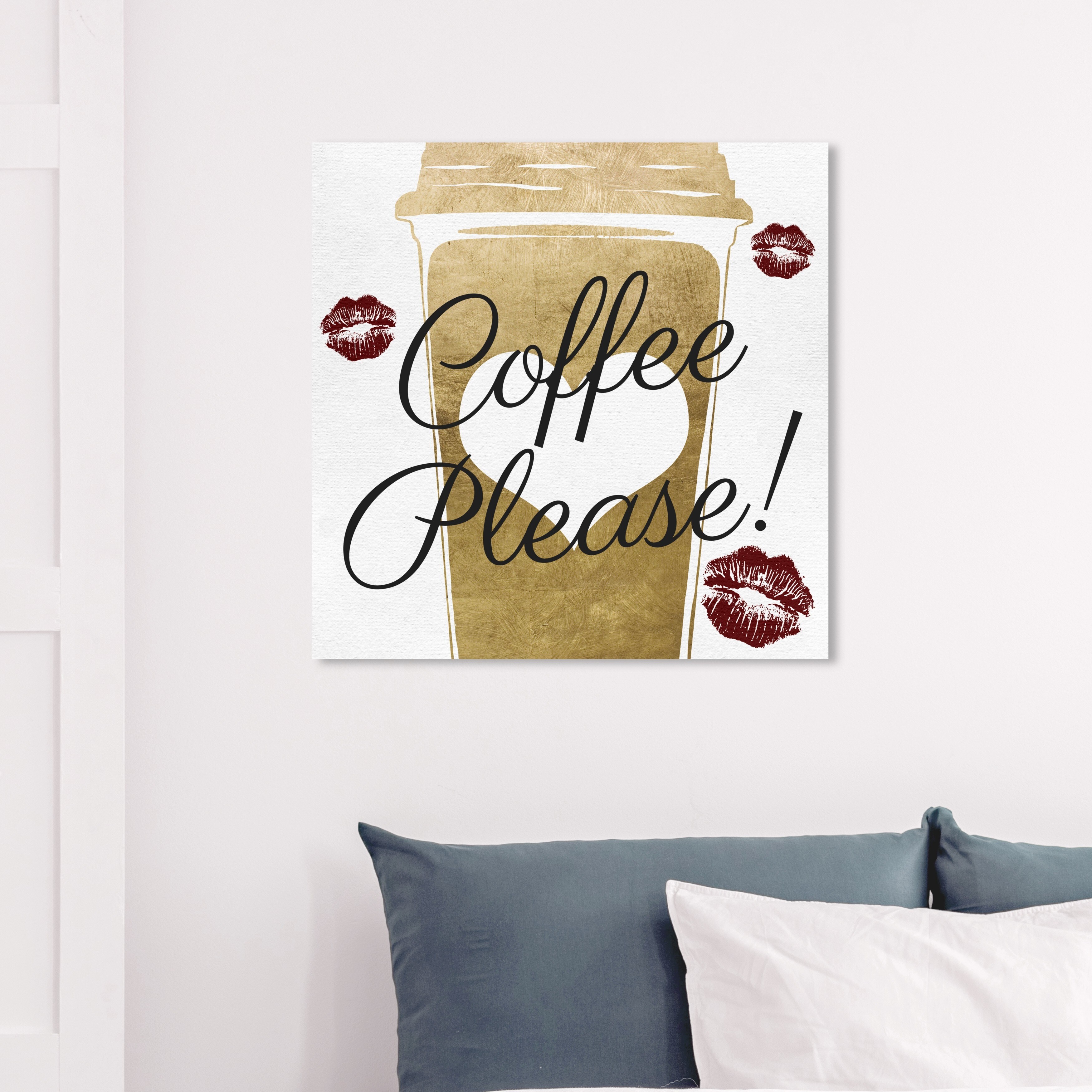 Wynwood Studio Coffee Please Kisses Typography And Quotes Wall Art Canvas Print Quotes And Sayings Gold Red Overstock 31586329