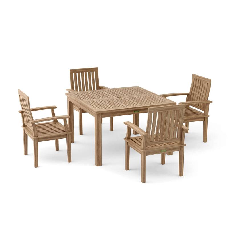 Outdoor Dining Set 5 Piece Teak Wood Table Patio Furniture Set